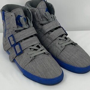 RADII MENS SIZE 11.5 Stylish Gray and Blue High-Top Sneakers EXTRA STRAPS